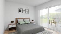 Visualisierung Schlafen 2 - Frisch vom Architekten I: Neubau-EG-Wohnung, 2 Schlafzimmer, Wärmepumpe & PV-Anlage in Esterfeld!