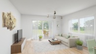 Visualisierung Kochen / Essen / Wohnen - Frisch vom Architekten I: Neubau-EG-Wohnung, 2 Schlafzimmer, Wärmepumpe & PV-Anlage in Esterfeld!