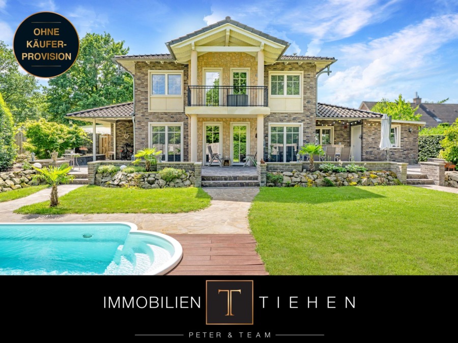 La Dolce Vita daheim! Junge Stadtvilla im mediterranen Stil mit Pool, PV-Anlage und Feldblick!, 49716 Meppen / Teglingen, Einfamilienhaus
