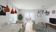 Visualisierung Kochen / Essen / Wohnen - Frisch vom Architekten II: Neubau-OG-Wohnung, 2 Schlafzimmer, Wärmepumpe & PV-Anlage in Esterfeld!