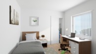 Visualisierung Schlafen 2 - Frisch vom Architekten III: Neubau-OG-Wohnung, 2 Schlafzimmer, Wärmepumpe & PV-Anlage in Esterfeld