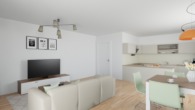 Visualisierung Kochen / Essen / Wohnen - Frisch vom Architekten III: Neubau-OG-Wohnung, 2 Schlafzimmer, Wärmepumpe & PV-Anlage in Esterfeld
